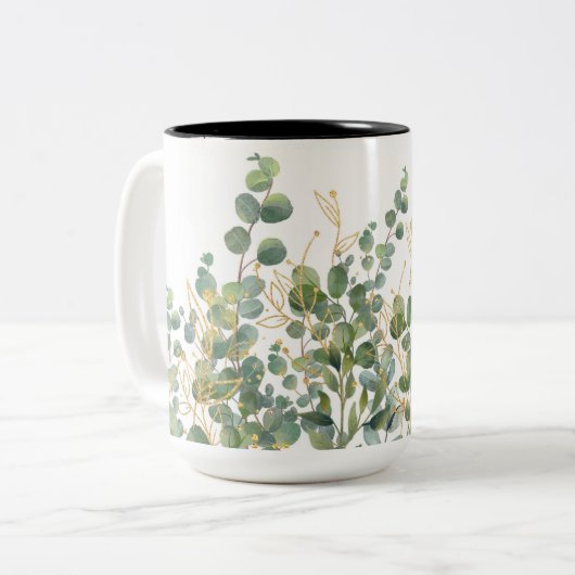 Eukalyptus-Blätter für Gold und Grüne Zweifarbige Tasse (Vorderseite Links)