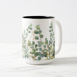 Eukalyptus-Blätter für Gold und Grüne Zweifarbige Tasse