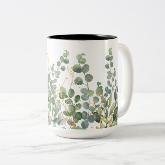 Eukalyptus-Blätter für Gold und Grüne Zweifarbige Tasse (VorderseiteRechts)