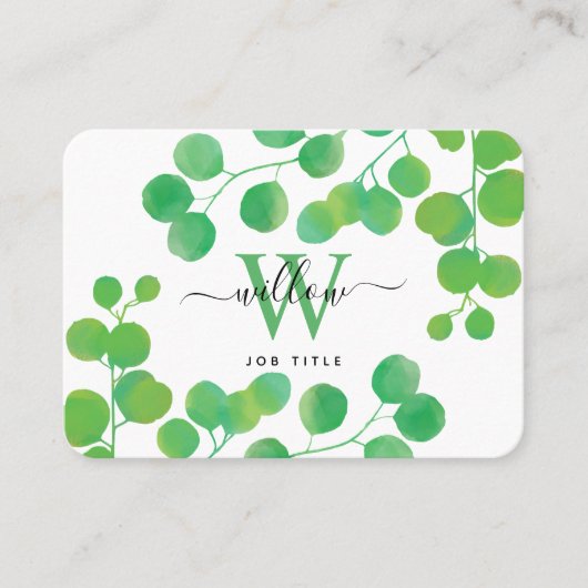 Eukalyptus-Blätter für Grüne Wasserfarbe Beruflich Visitenkarte (Vorderseite)