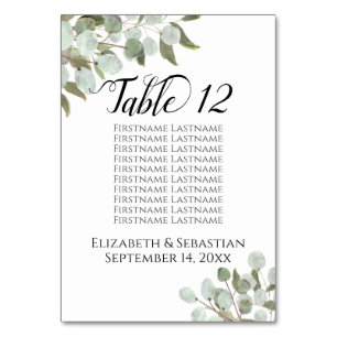 Eukalyptus-Blätter für Hochzeiten Tischnummer