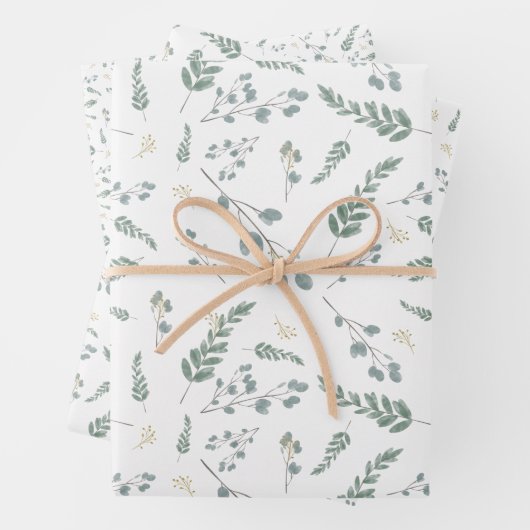 Eukalyptus-Blätter für rustikales Wasser Geschenkpapier Set (Beispiel)