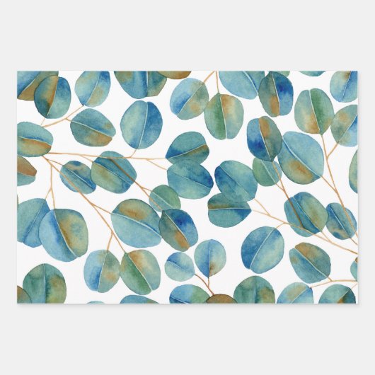 Eukalyptus-Blätter für rustikales Wasser Geschenkpapier Set (Vorderseite 2)