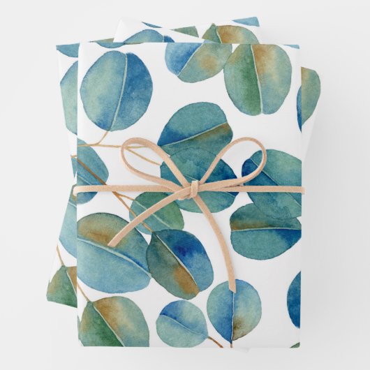 Eukalyptus-Blätter für rustikales Wasser Geschenkpapier Set (Beispiel)