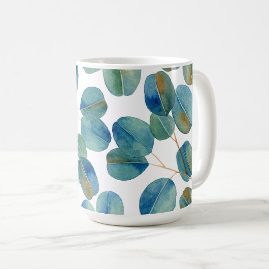 Eukalyptus-Blätter für rustikales Wasser  Kaffeetasse (VorderseiteRechts)