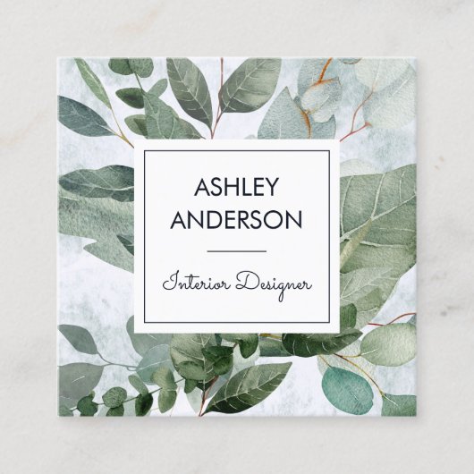Eukalyptus-Blätter für tropische Vegetation Quadratische Visitenkarte (Vorderseite)
