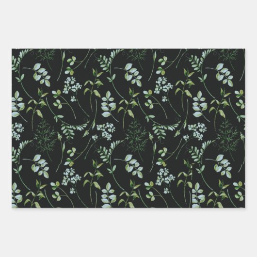 Eukalyptus-Blätter für Wasserfarben Geschenkpapier Set (Vorderseite)