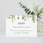 Eukalyptus-Blätter für Wasserfarben, Goldblätterho RSVP Karte (Stehend Vorderseite)