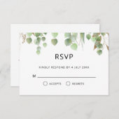 Eukalyptus-Blätter für Wasserfarben, Goldblätterho RSVP Karte (Vorne/Hinten)