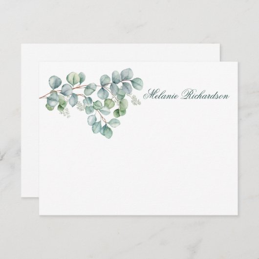 Eukalyptus-Blätter für Wasserfarben - Größe auswäh Mitteilungskarte (Vorne/Hinten)