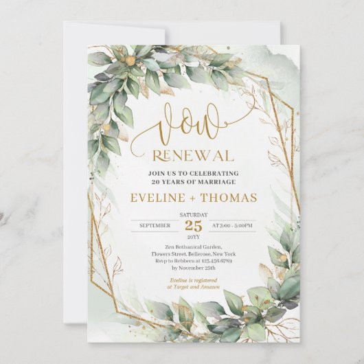 Eukalyptus-Blätter für Wasserfarben und Verlängeru Einladung (Vorderseite)