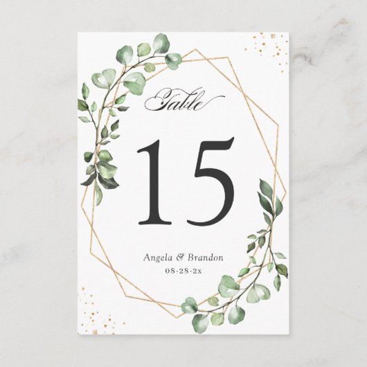 Eukalyptus-Blätter Geometrische Hochzeitsstich RSVP Karte (Rückseite)