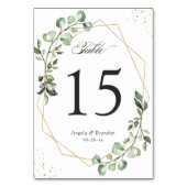 Eukalyptus-Blätter Geometrische Hochzeitstil-Tisch Tischnummer (Rückseite)