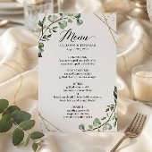 Eukalyptus-Blätter Geometrisches Menü für Hochzeit