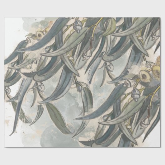 Eukalyptus-Blätter Geschenkpapier (Flach)