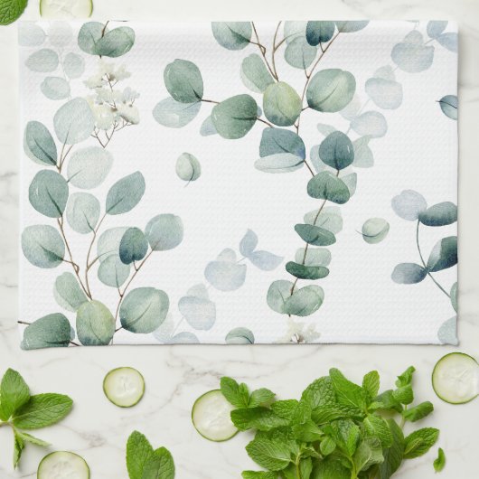 Eukalyptus-Blätter Geschirrtuch (Gefaltet)