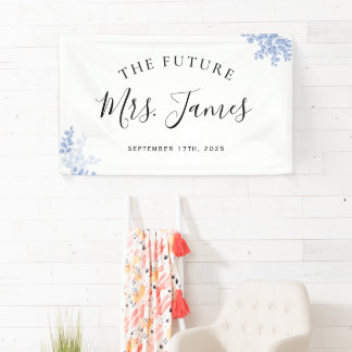 Eukalyptus Blätter Gold Dusty Blue Wedding Party Banner