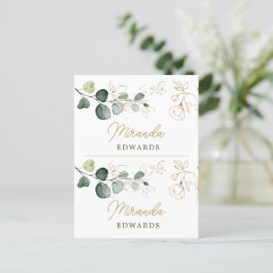 Eukalyptus-Blätter Gold-Floral-Platzkarte Postkarte
