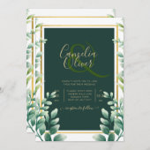 Eukalyptus Blätter GOLD WEDD QR CODE INVITE UAWG Einladung (Vorne/Hinten)