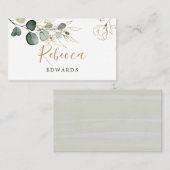 Eukalyptus Blätter Golden Floral Platzkarte Visitenkarte (Vorne/Hinten)