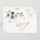 Eukalyptus Blätter Golden Floral UAWG Wedding Einladungspostkarte (Vorne/Hinten)