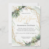 Eukalyptus Blätter Golden Greenery Brautparty Einladung (Vorderseite)