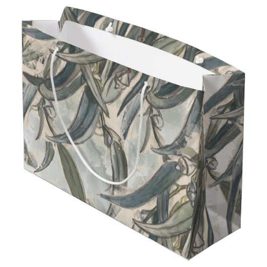 Eukalyptus-Blätter Große Geschenktüte (Rückseite Schrägansicht)