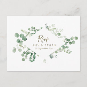 Eukalyptus-Blätter Hochzeit RSVP Postkarte