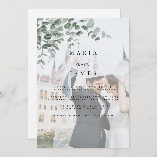 Eukalyptus-Blätter Hochzeiten Einladung (Vorne/Hinten)