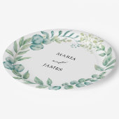 Eukalyptus-Blätter Hochzeiten Pappteller (Schrägansicht)