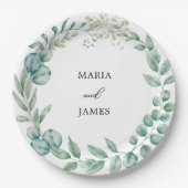 Eukalyptus-Blätter Hochzeiten Pappteller (Vorderseite)