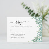 Eukalyptus-Blätter Hochzeiten RSVP Karte (Stehend Vorderseite)