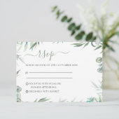 Eukalyptus-Blätter Hochzeiten RSVP Karte (Stehend Vorderseite)