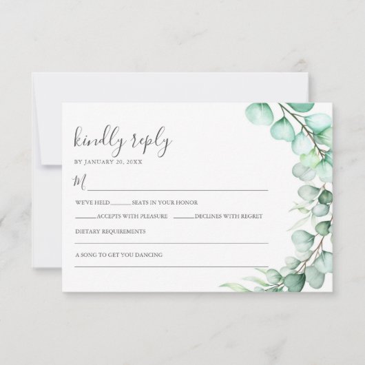 Eukalyptus-Blätter Hochzeiten RSVP Karte (Vorderseite)