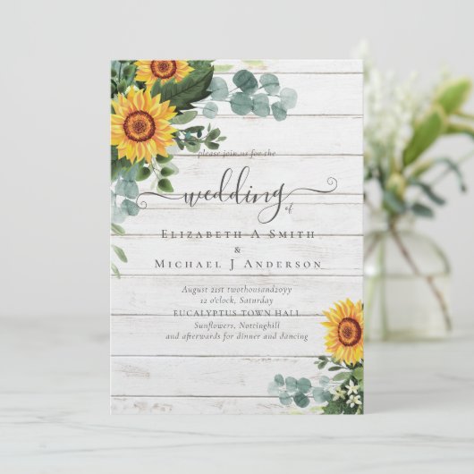 Eukalyptus-Blätter Hochzeiten: rustikale Sonnenblu (Stehend Vorderseite)