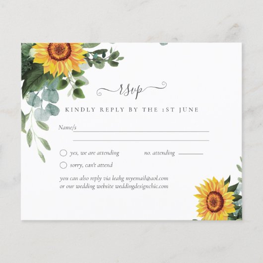 Eukalyptus-Blätter Hochzeiten: rustikale Sonnenblu (Vorderseite)