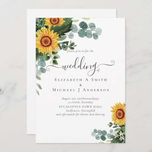 Eukalyptus-Blätter Hochzeiten: rustikale Sonnenblu (Vorne/Hinten)