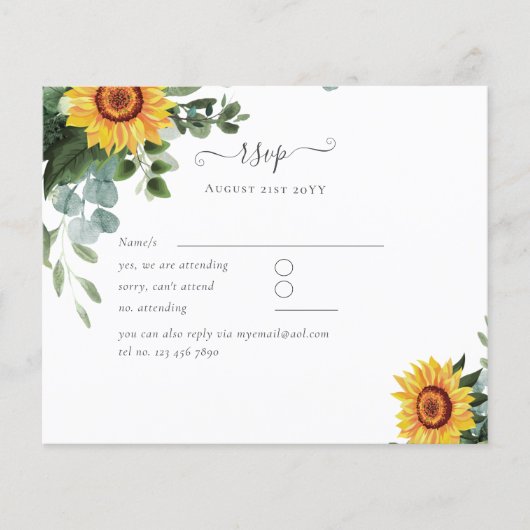 Eukalyptus-Blätter Hochzeiten: rustikale Sonnenblu (Vorderseite)