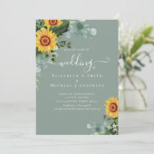 Eukalyptus-Blätter Hochzeiten: rustikale Sonnenblu Einladung (Stehend Vorderseite)
