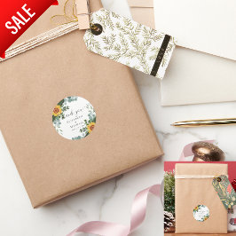 Eukalyptus-Blätter Hochzeiten: rustikale Sonnenblu Runder Aufkleber