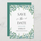 Eukalyptus-Blätter Hochzeiten Save The Date (Vorne/Hinten)