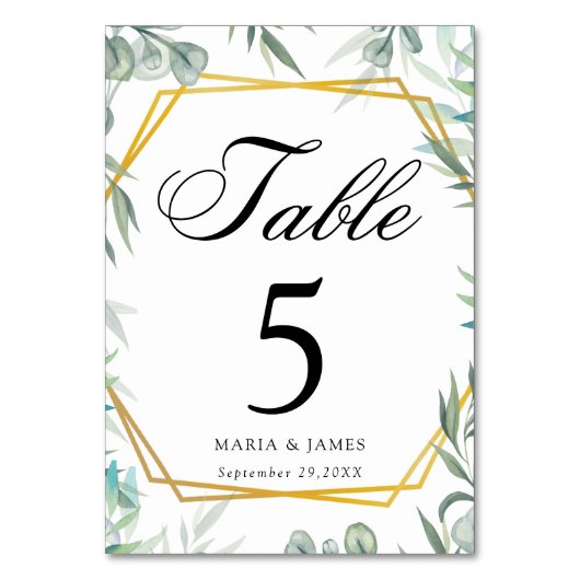 Eukalyptus-Blätter Hochzeiten Tischnummer (Vorderseite)