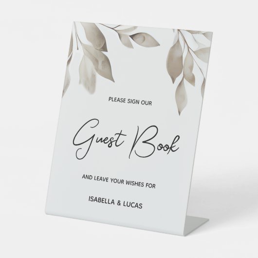 Eukalyptus-Blätter Hochzeitsbuch Sockelschild (Vorderseite)