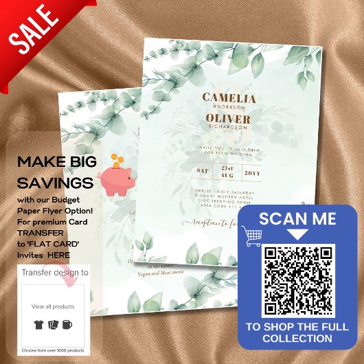 Eukalyptus-Blätter Hochzeitseinladungen digital Flyer