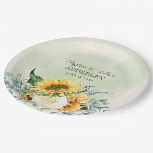 Eukalyptus-Blätter Hochzeitsempfang Pappteller (Schrägansicht)