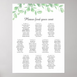 Eukalyptus-Blätter. Hochzeitskartentabelle Poster