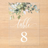 Eukalyptus-Blätter Hochzeitsplattform Acryleinladungen (Vorderseite)