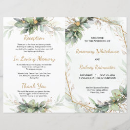 Eukalyptus Blätter Hochzeitsprogramm für goldene G