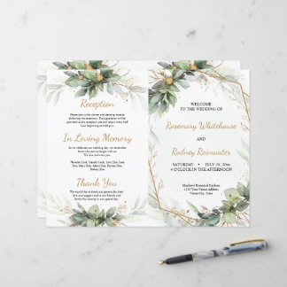 Eukalyptus Blätter Hochzeitsprogramm für goldene G