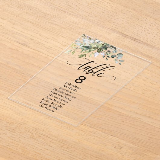 Eukalyptus-Blätter Hochzeitsstichtabelle Acryleinladungen (Ablage )